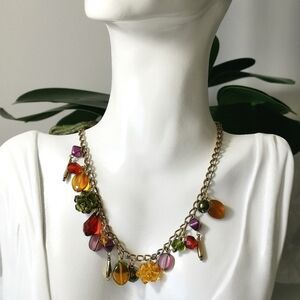 VINTAGE Czech crystal jewelry necklace Christmas colours